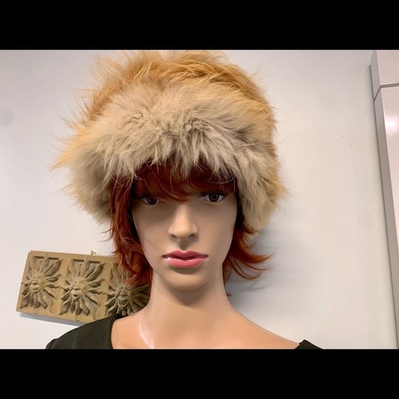 Vintage Red Fox Real Fur puff and hat set main image 13